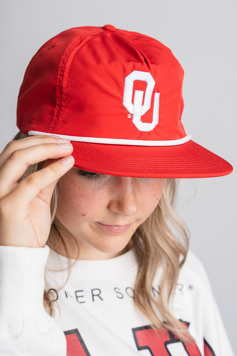 OU OU logo rope hat crimson Hat One size | Lush Fashion Lounge Trendy Oklahoma University Sooners Apparel & Cute Gameday T-Shirts