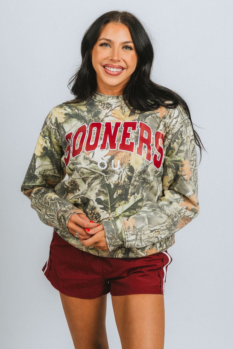 OU OU Sooners gault full camo sweatshirt green Sweatshirt | Lush Fashion Lounge Trendy Oklahoma University Sooners Apparel & Cute Gameday T-Shirts