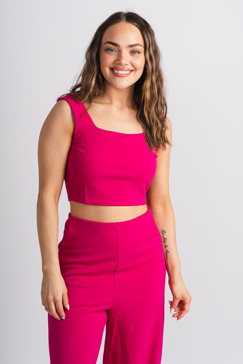 Knit crop top fuchsia - Trendy crop top - Cute Vacation Collection at Lush Fashion Lounge Boutique in Oklahoma City