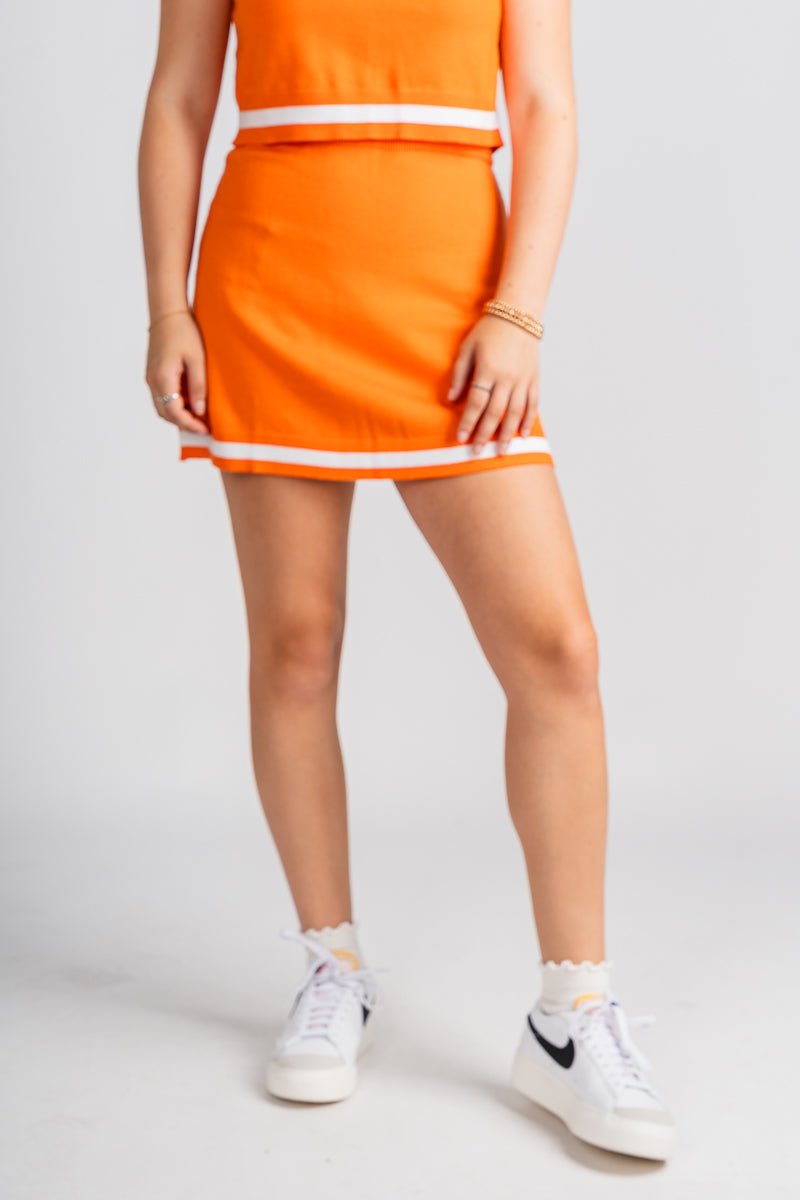 Knit mini skirt sunkist/white | Lush Fashion Lounge: boutique fashion skirts, affordable boutique skirts, cute affordable skirts