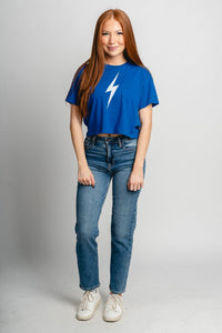 OKC just the bolt crop t-shirt - Oklahoma City inspired graphic t-shirts at Lush Fashion Lounge Boutique in Oklahoma City