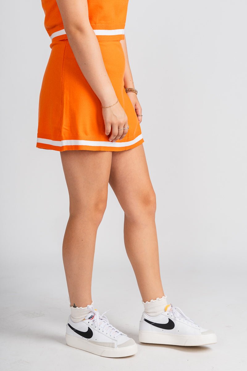 Knit mini skirt sunkist/white | Lush Fashion Lounge: boutique fashion skirts, affordable boutique skirts, cute affordable skirts