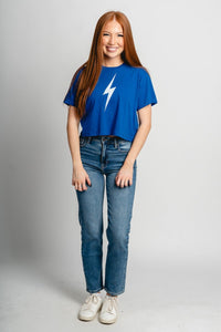 OKC just the bolt crop t-shirt - Trendy OKC Thunder T-Shirts at Lush Fashion Lounge Boutique in Oklahoma City