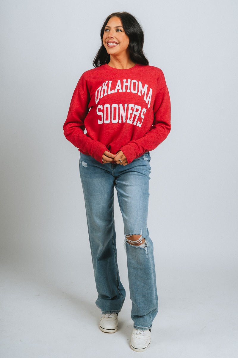 OU OU Oklahoma Sooners simple champ sweatshirt red Sweatshirt | Lush Fashion Lounge Trendy Oklahoma University Sooners Apparel & Cute Gameday T-Shirts