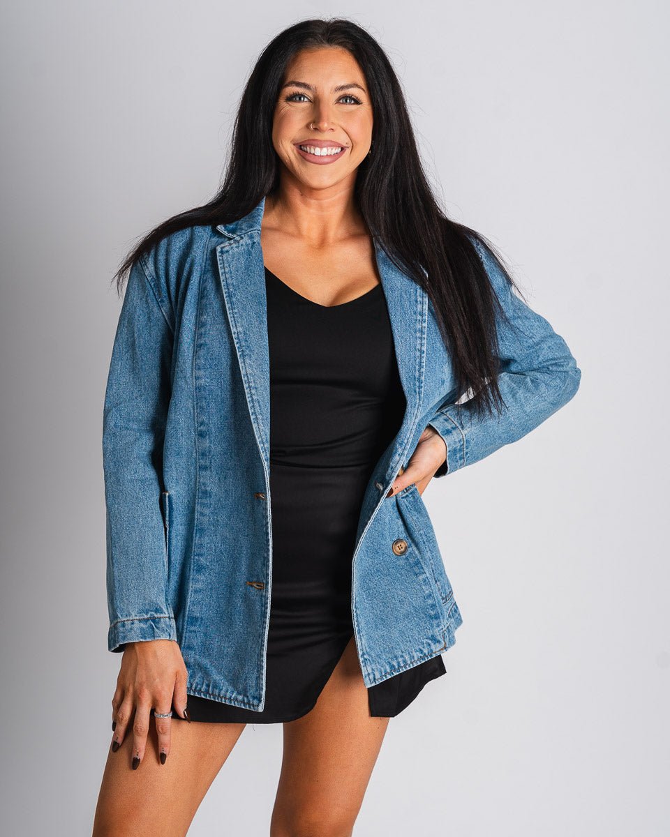 Oversized denim blazer blue