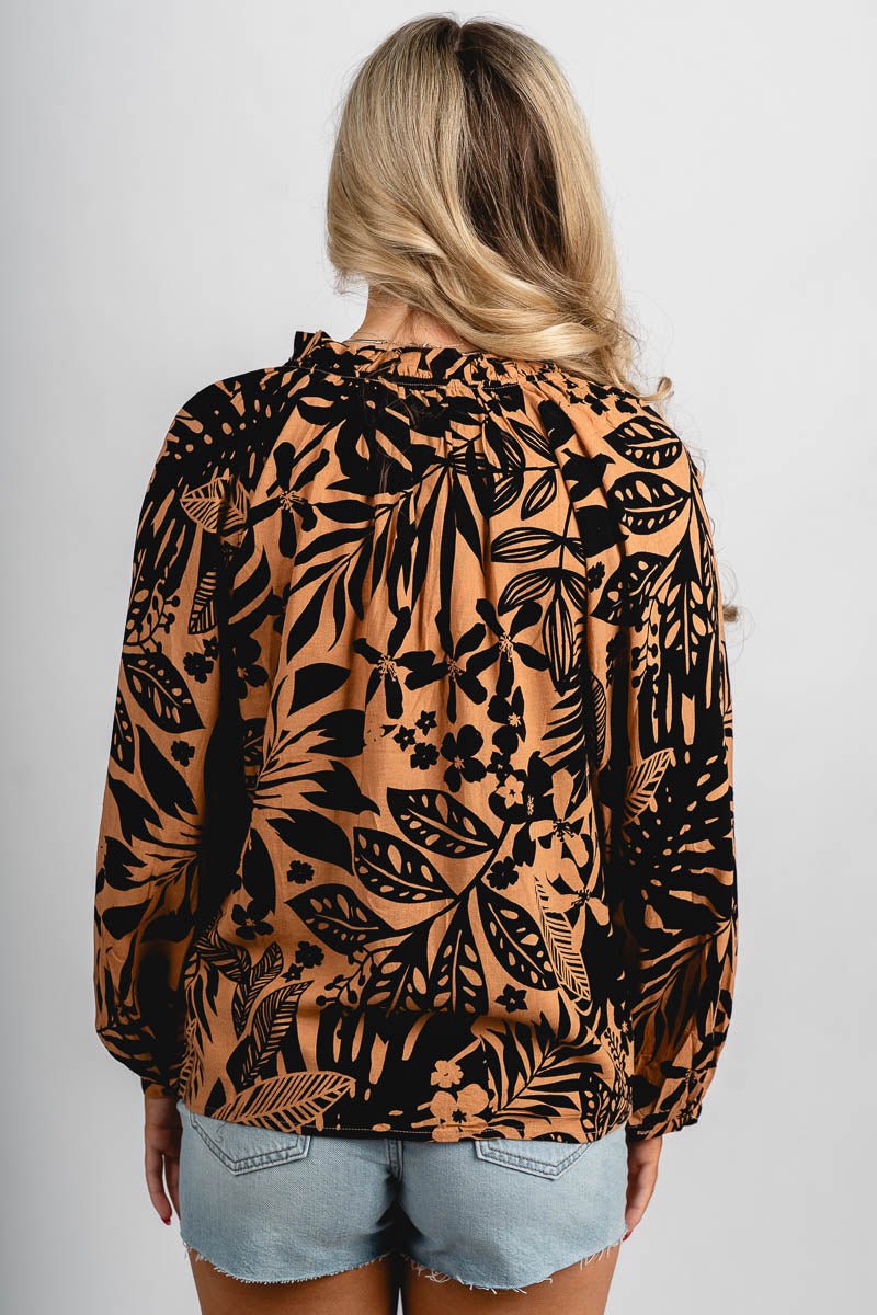 Abstract floral blouse Sahara sand