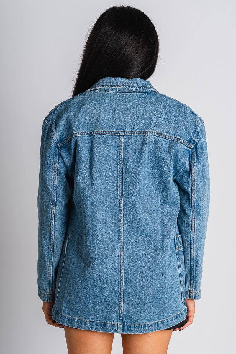 Oversized denim blazer blue