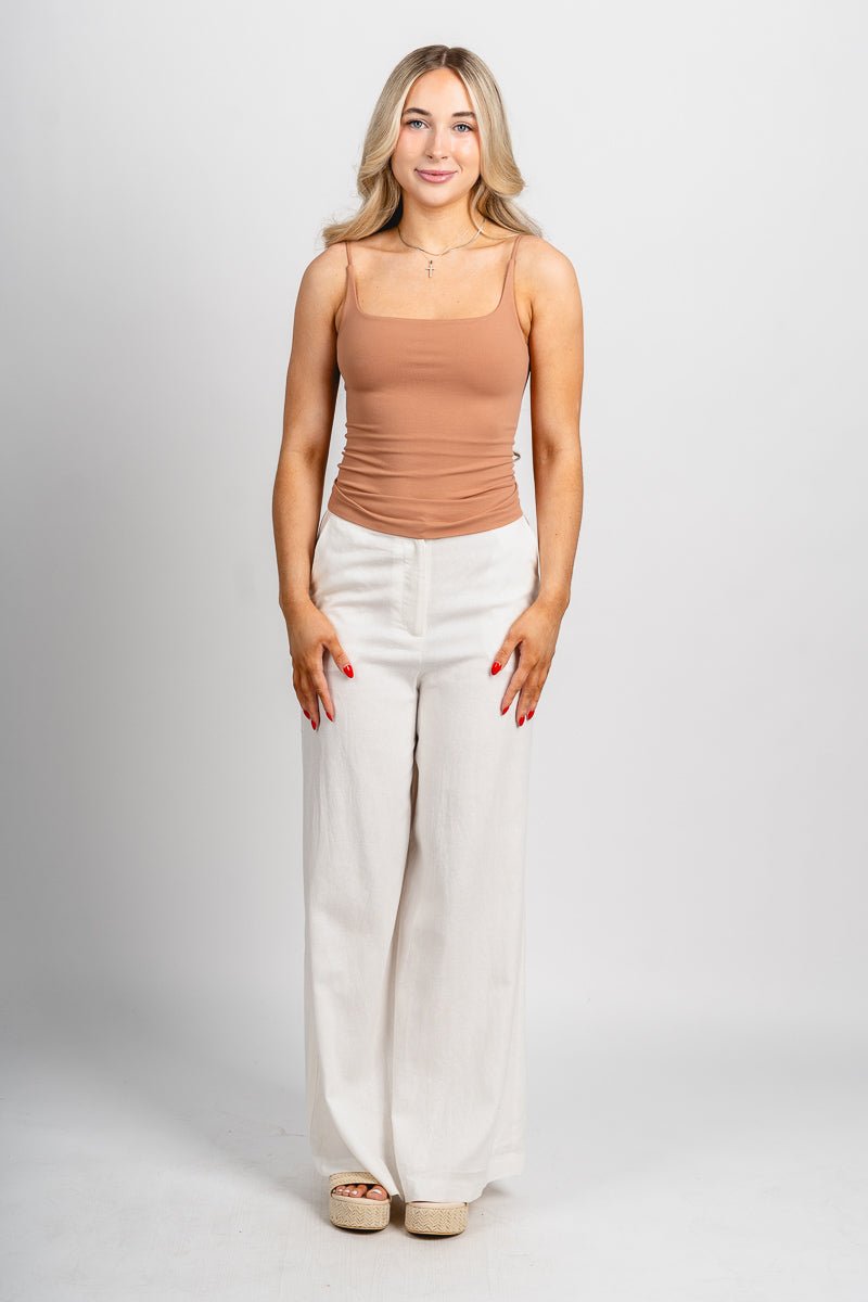 Wide leg linen pants ivory | Lush Fashion Lounge: women's boutique pants, boutique women's pants, affordable boutique pants, women's fashion pants