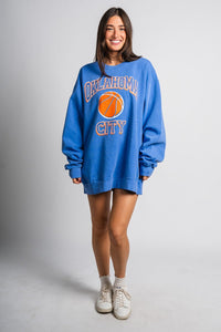 OKC Basketball wonka oversized sweatshirt blue - Oklahoma City inspired graphic t-shirts at Lush Fashion Lounge Boutique in Oklahoma City