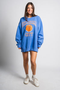 OKC Basketball wonka oversized sweatshirt blue - Trendy OKC Thunder T-Shirts at Lush Fashion Lounge Boutique in Oklahoma City