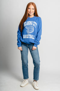 OKC swish fleece sweatshirt royal blue - Oklahoma City inspired graphic t-shirts at Lush Fashion Lounge Boutique in Oklahoma City
