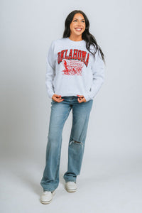 OU OU Oklahoma schooner sweatshirt ash Sweatshirt | Lush Fashion Lounge Trendy Oklahoma University Sooners Apparel & Cute Gameday T-Shirts