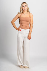 Wide leg linen pants ivory | Lush Fashion Lounge: women's boutique pants, boutique women's pants, affordable boutique pants, women's fashion pants