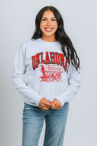 OU OU Oklahoma schooner sweatshirt ash Sweatshirt | Lush Fashion Lounge Trendy Oklahoma University Sooners Apparel & Cute Gameday T-Shirts