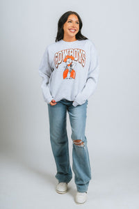 OSU OSU Cowboys Pete sweatshirt ash Sweatshirt | Lush Fashion Lounge Trendy Oklahoma State Cowboys Apparel & Cute Gameday T-Shirts