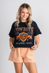 OSU OSU Pep rally thrifted t-shirt black T-shirt | Lush Fashion Lounge Trendy Oklahoma State Cowboys Apparel & Cute Gameday T-Shirts