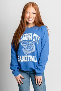 OKC swish fleece sweatshirt royal blue - Trendy OKC Apparel at Lush Fashion Lounge Boutique in Oklahoma City