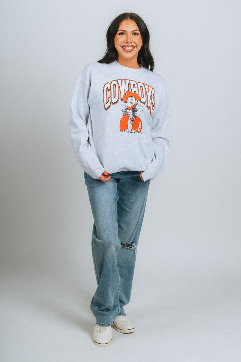 OSU OSU Cowboys Pete sweatshirt ash Sweatshirt | Lush Fashion Lounge Trendy Oklahoma State Cowboys Apparel & Cute Gameday T-Shirts