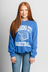 OKC swish fleece sweatshirt royal blue - Trendy Oklahoma City Basketball T-Shirts Lush Fashion Lounge Boutique in Oklahoma City