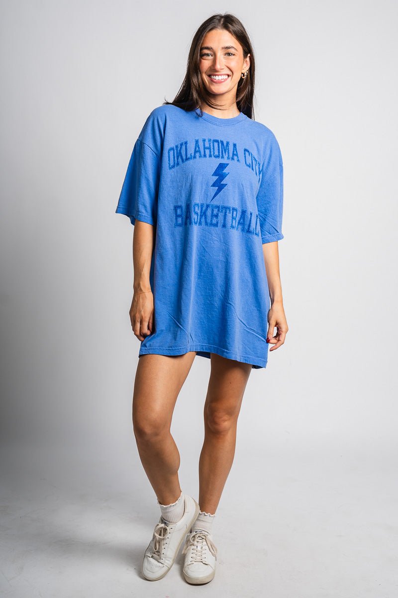 OKC basketball vintage sport oversized t shirt blue Lush Fashion Lounge