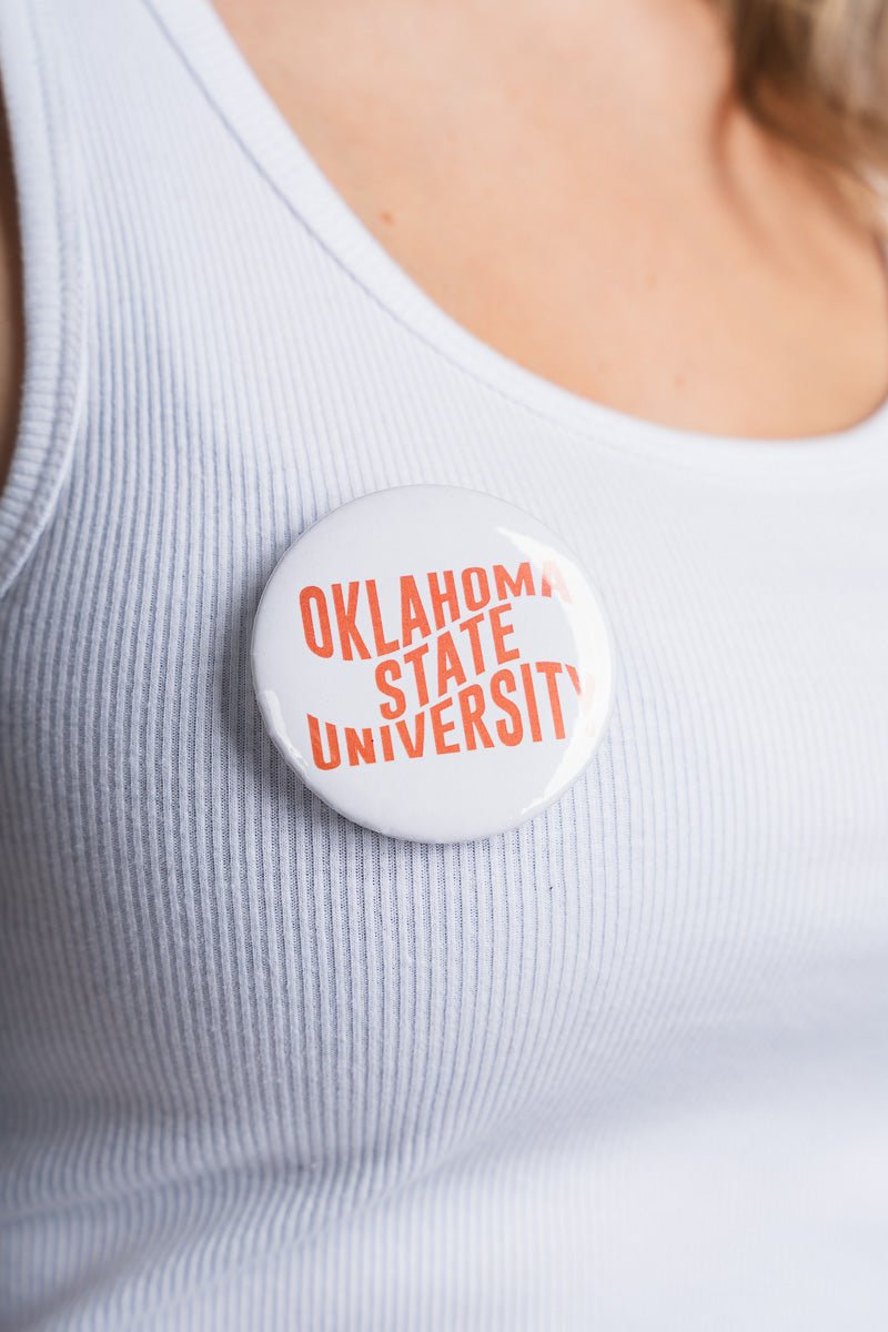 OSU OSU wavy 2.25 inch button button | Lush Fashion Lounge Trendy Oklahoma State Cowboys Apparel & Cute Gameday T-Shirts