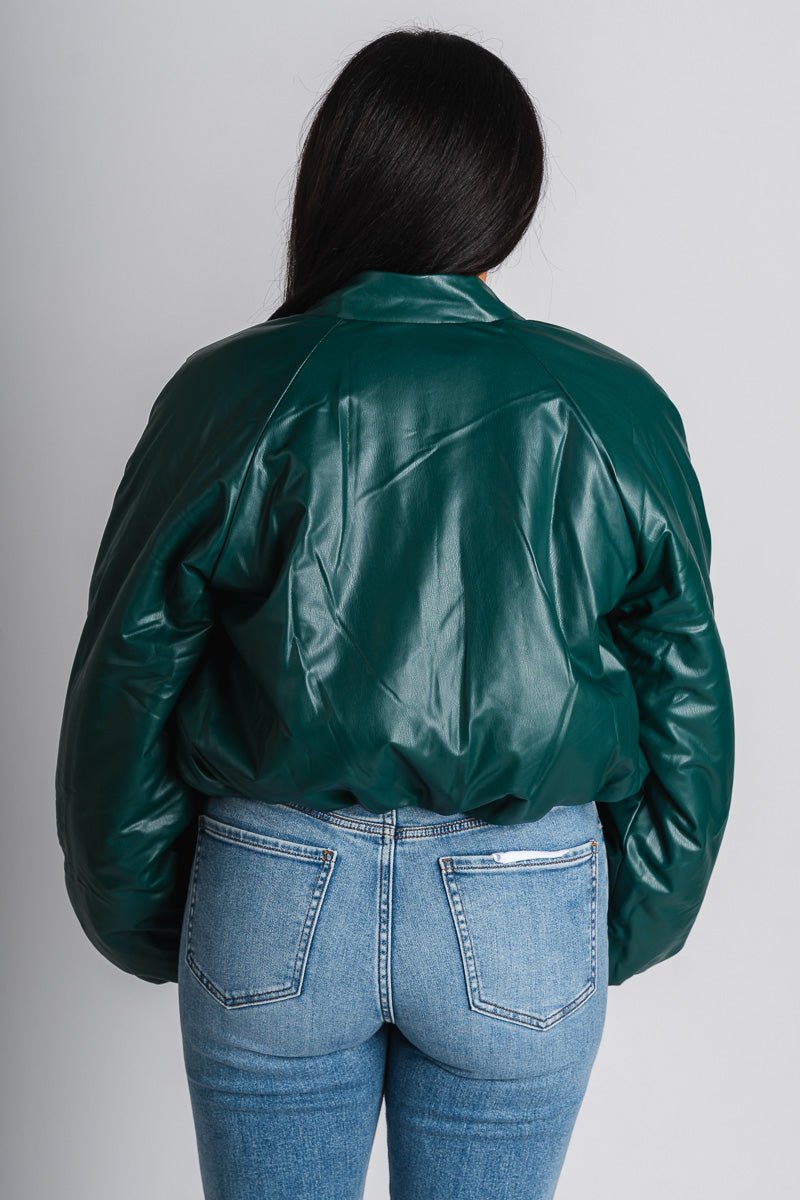 Puffer bomber jacket dark green