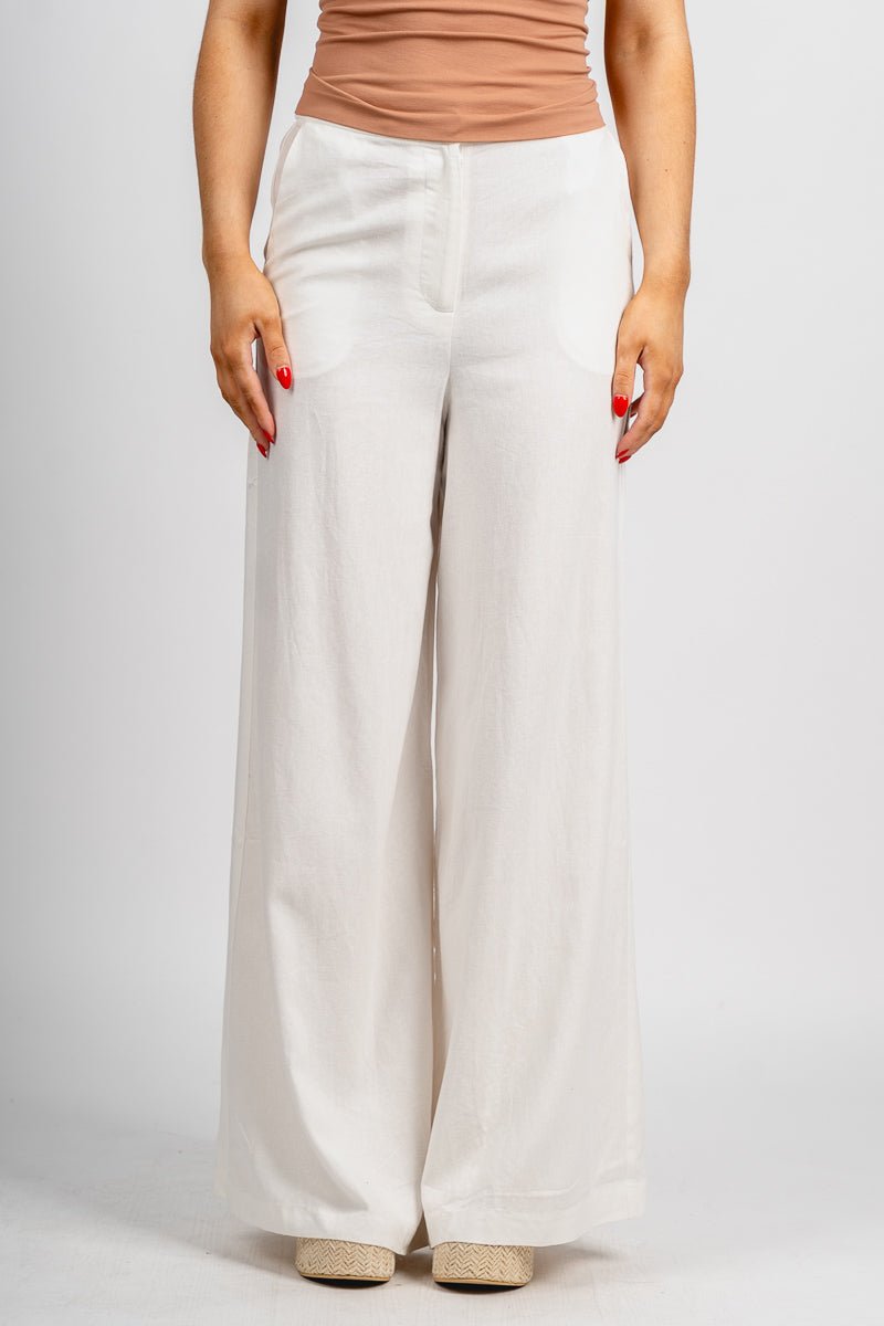 Wide leg linen pants ivory | Lush Fashion Lounge: women's boutique pants, boutique women's pants, affordable boutique pants, women's fashion pants