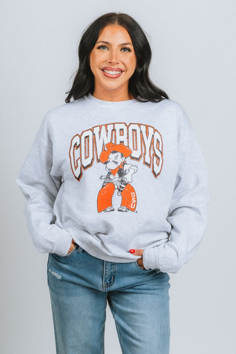 OSU OSU Cowboys Pete sweatshirt ash Sweatshirt | Lush Fashion Lounge Trendy Oklahoma State Cowboys Apparel & Cute Gameday T-Shirts