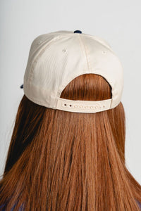 Oklahoma City stacked two tone hat natural/navy - Oklahoma City inspired graphic t-shirts at Lush Fashion Lounge Boutique in Oklahoma City