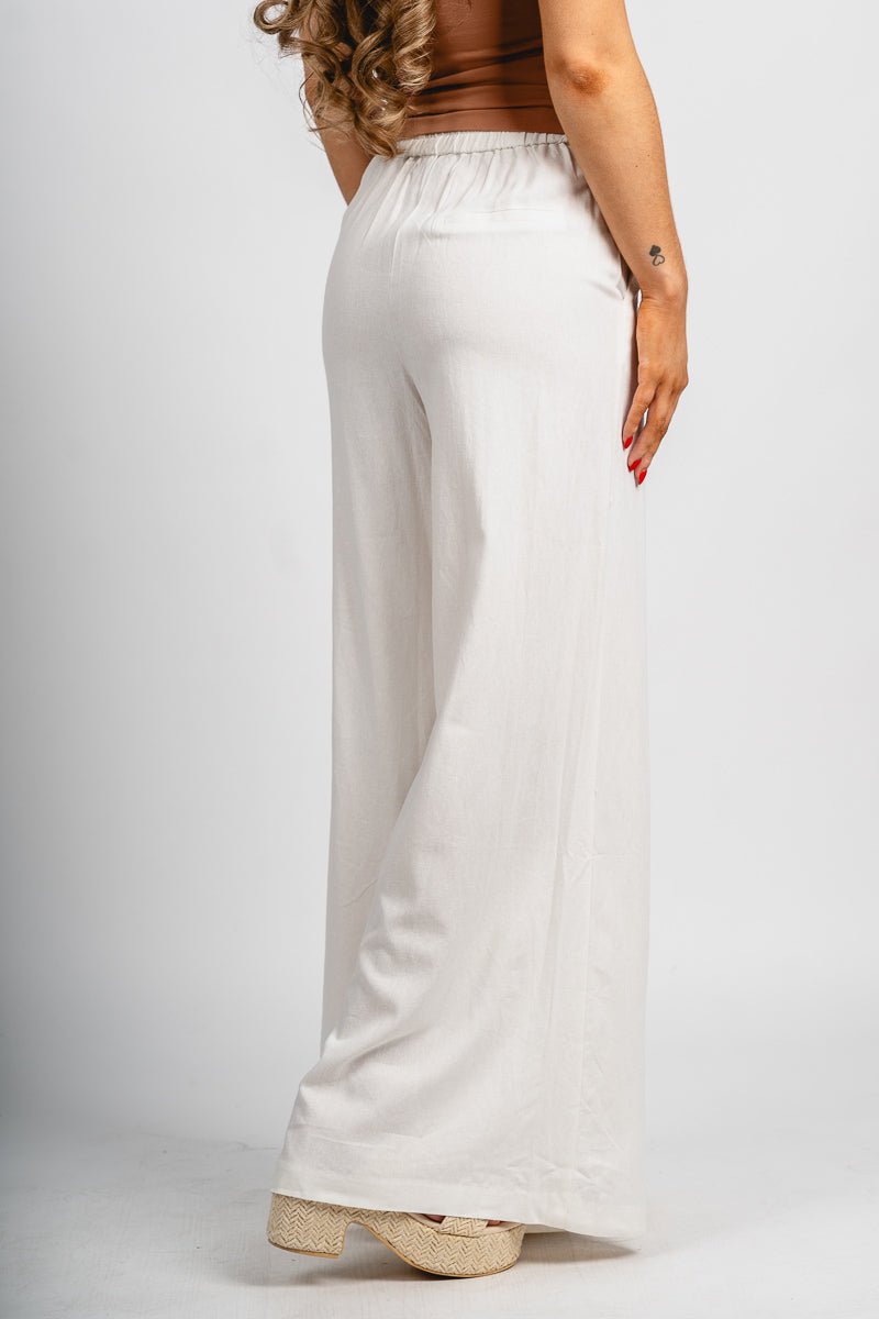 Wide leg linen pants ivory | Lush Fashion Lounge: women's boutique pants, boutique women's pants, affordable boutique pants, women's fashion pants