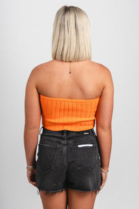 Strapless scarf sweater top orange - Trendy Scarves at Lush Fashion Lounge Boutique in Oklahoma City