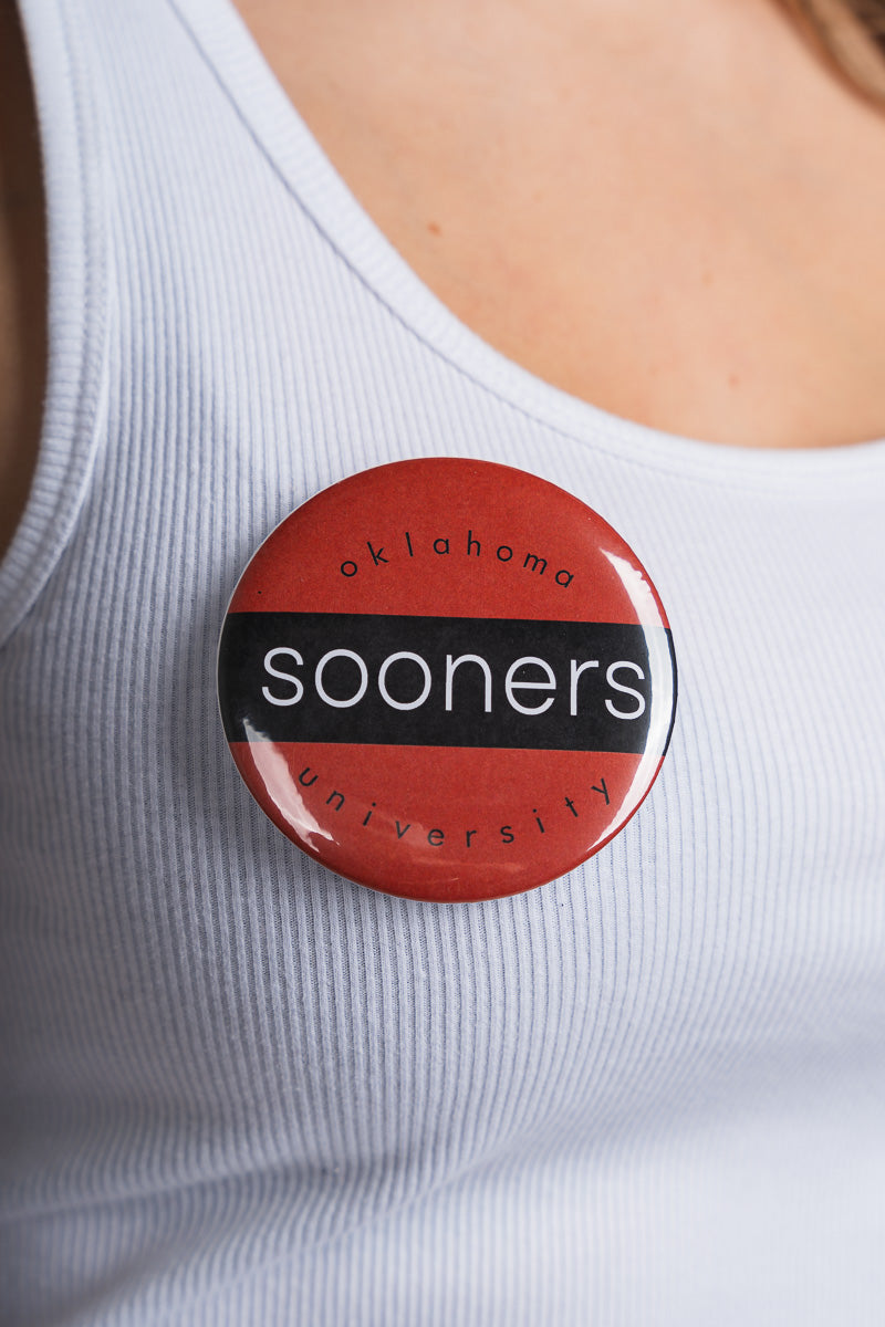 OU OU Sooners University 3 inch button button Crimson | Lush Fashion Lounge Trendy Oklahoma University Sooners Apparel & Cute Gameday T-Shirts