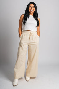 Wide leg pants beige | Lush Fashion Lounge: women's boutique pants, boutique women's pants, affordable boutique pants, women's fashion pants