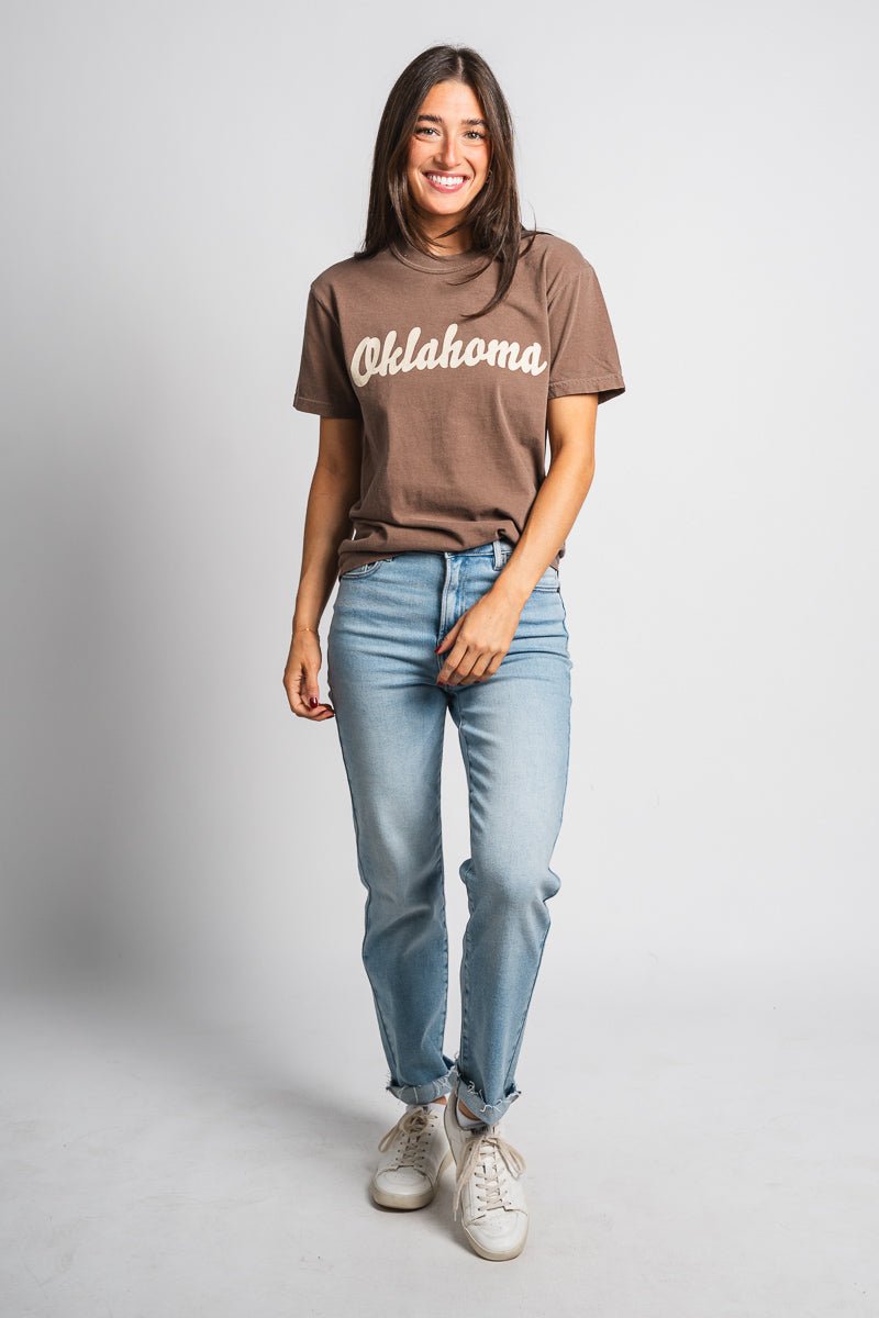 Oklahoma thick script unisex t-shirt brown