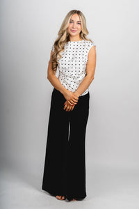 Wide leg linen pants black | Lush Fashion Lounge: women's boutique pants, boutique women's pants, affordable boutique pants, women's fashion pants