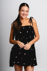 Tiered floral mini dress black - Cute dress - Trendy Dresses at Lush Fashion Lounge Boutique in Oklahoma City