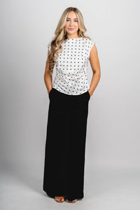 Wide leg linen pants black | Lush Fashion Lounge: women's boutique pants, boutique women's pants, affordable boutique pants, women's fashion pants