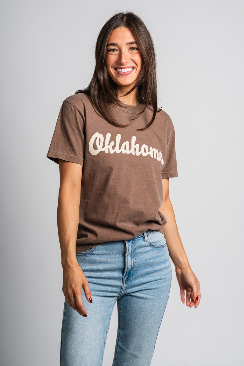 Oklahoma thick script unisex t-shirt brown