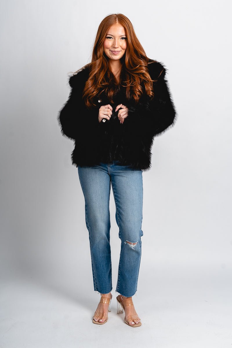 Faux fur jacket black – Fashionable Jackets | Trendy Blazers at Lush Fashion Lounge Boutique in Oklahoma City