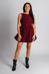 Bubble mini dress burgundy - Exclusive Collection of Holiday Inspired T-Shirts and Hoodies at Lush Fashion Lounge Boutique in Oklahoma City