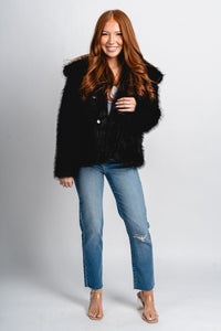 Faux fur jacket black – Unique Blazers | Cute Blazers For Women at Lush Fashion Lounge Boutique in Oklahoma City