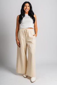 Wide leg pants beige | Lush Fashion Lounge: women's boutique pants, boutique women's pants, affordable boutique pants, women's fashion pants