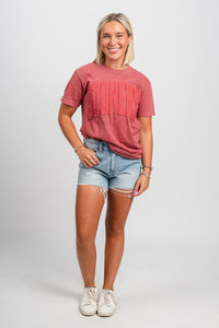 OU OU Sooners mono puff comfort colors t-shirt crimson T-shirt | Lush Fashion Lounge Trendy Oklahoma University Sooners Apparel & Cute Gameday T-Shirts