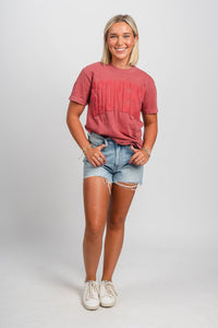 OU OU Sooners mono puff comfort colors t-shirt crimson T-shirt | Lush Fashion Lounge Trendy Oklahoma University Sooners Apparel & Cute Gameday T-Shirts
