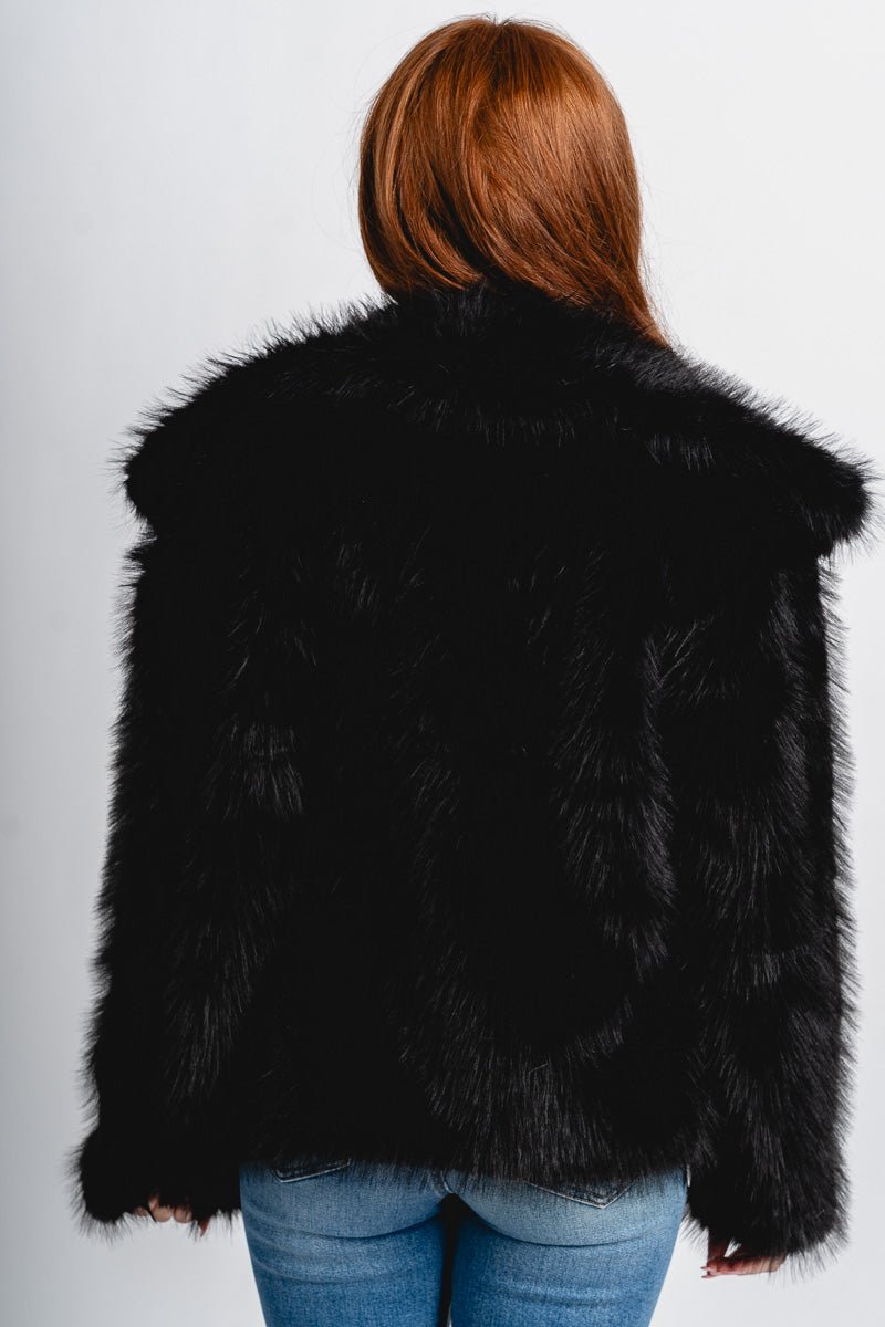Faux fur jacket black
