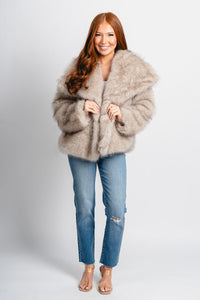Faux fur jacket khaki – Fashionable Jackets | Trendy Blazers at Lush Fashion Lounge Boutique in Oklahoma City