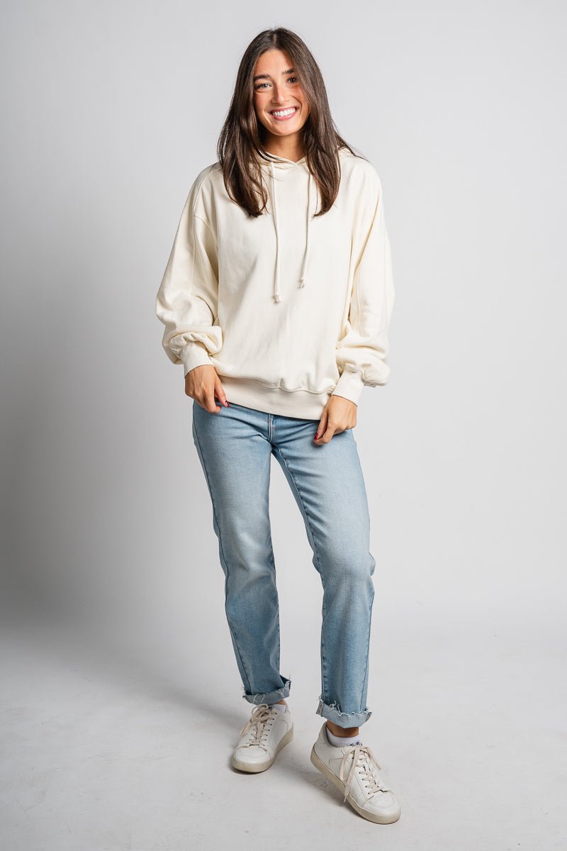 Oversized hoodie top cream - Stylish hoodie - Trendy Lounge Sets at Lush Fashion Lounge Boutique in Oklahoma City