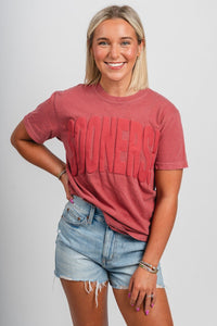 OU OU Sooners mono puff comfort colors t-shirt crimson T-shirt | Lush Fashion Lounge Trendy Oklahoma University Sooners Apparel & Cute Gameday T-Shirts