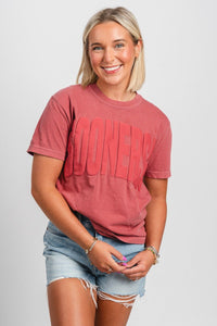 OU OU Sooners mono puff comfort colors t-shirt crimson T-shirt | Lush Fashion Lounge Trendy Oklahoma University Sooners Apparel & Cute Gameday T-Shirts
