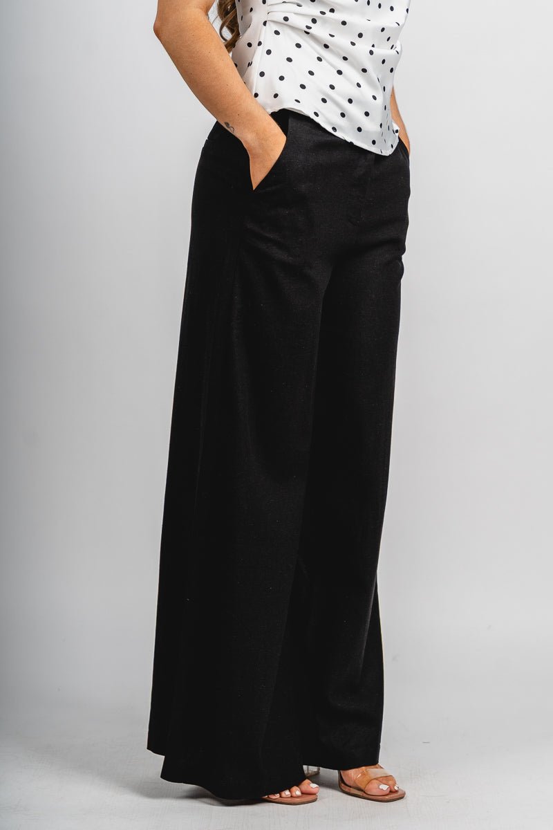 Wide leg linen pants black | Lush Fashion Lounge: women's boutique pants, boutique women's pants, affordable boutique pants, women's fashion pants